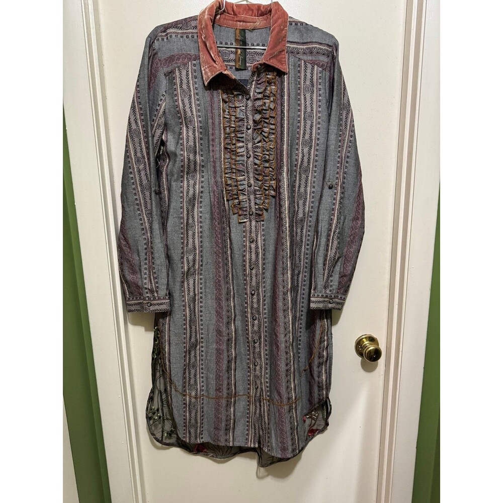 ARATTA SILENT JOURNEY BUTTON UP  SHIRT DRESS MEDIUM nwot
